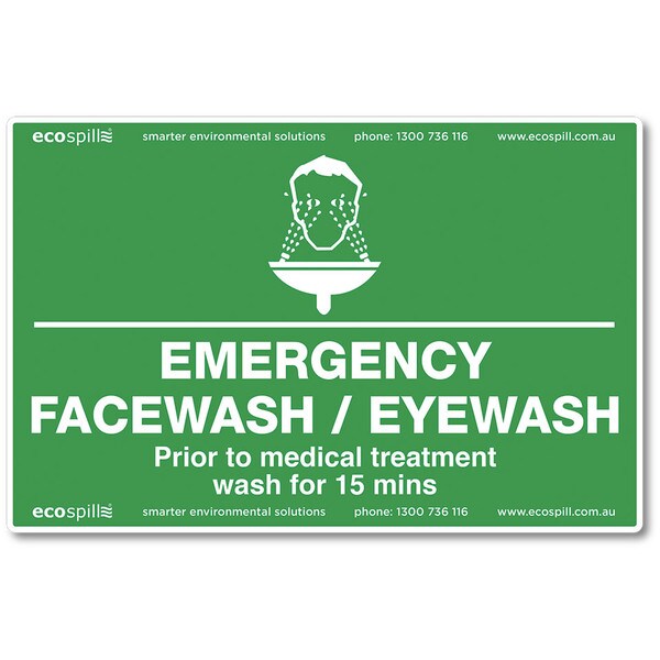 Safety Sign Emergency Facewash Eyewash | Ecospill | Brisbane Sydney Melbourne Adelaide Perth Canberra | Eyewash Sign | Eyewash Station Sign | SIGN-EFE